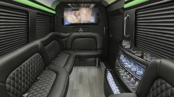 Interior of Deltona Party Bus Company's 14 Passenger Sprinter Limousine in Deltona
