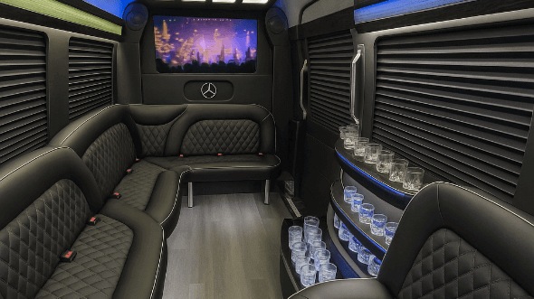 Interior of Jacksonville Party Bus Company's 14 Passenger Sprinter Limousine in Jacksonville