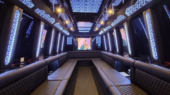Interior of Lehigh Acres Party Bus Company's 20 Passenger Party Bus in Lehigh Acres