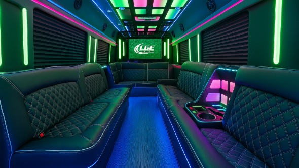 Interior of Miami Party Bus Company's 28 Passenger Party Bus in Miami