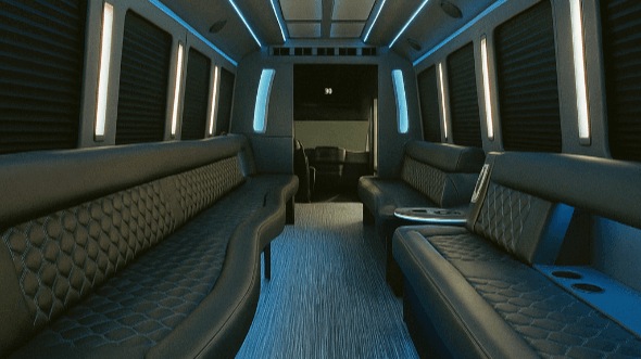 Interior of Weston Party Bus Company's 30 Passenger Party Bus in Weston