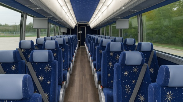 Interior of Florida Party Bus Company's 44 Passenger Charter Bus in Florida