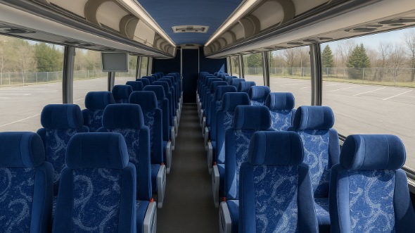Interior of Florida Party Bus Company's 45 Passenger Charter Bus in Florida
