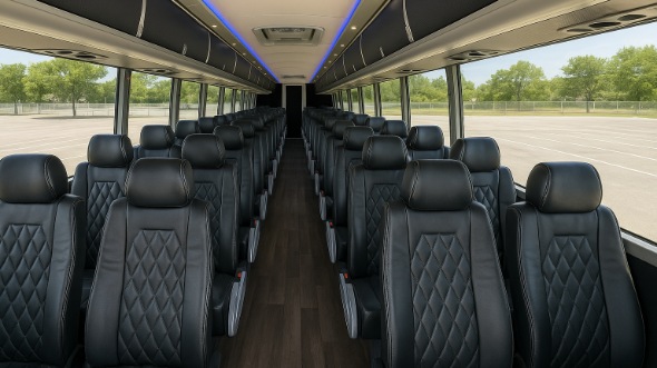 Interior of Florida Party Bus Company's 46 Passenger Charter Bus in Florida