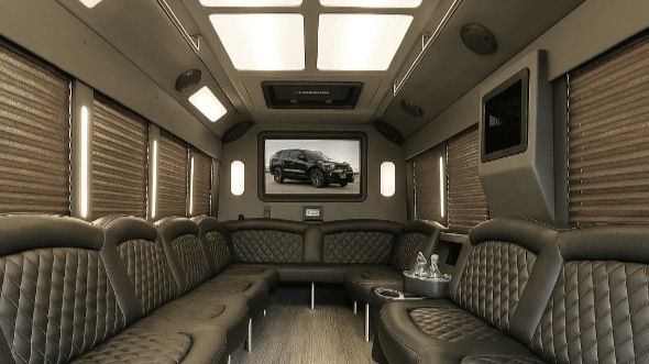 Interior of Cooper City Party Bus Company's 50 Passenger Party Bus in Cooper City