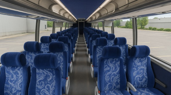 Interior of Florida Party Bus Company's 51 Passenger Charter Bus in Florida