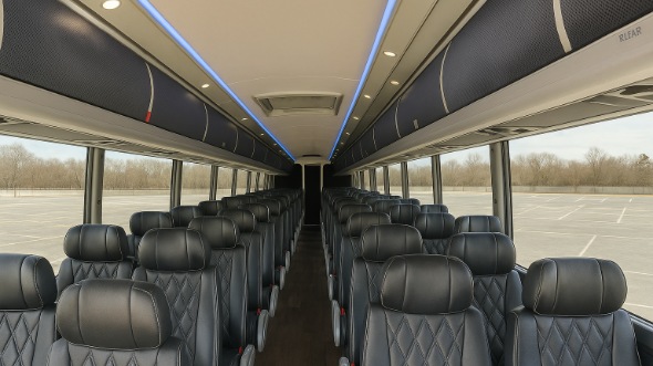 Interior of Florida Party Bus Company's 54 Passenger Charter Bus in Florida