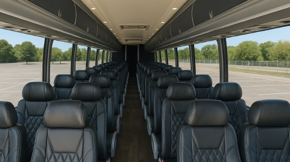 Interior of Florida Party Bus Company's 56 Passenger Charter Bus in Florida